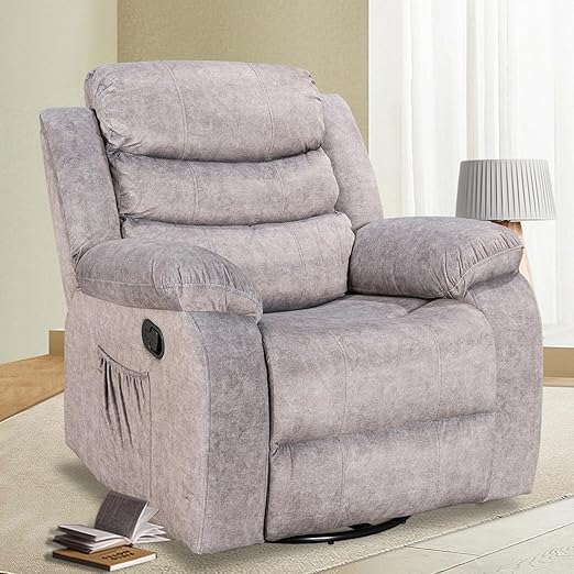 UltraComfort Manual Recliner Chair – Oversized Rocking Sofa with Swivel Base