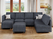 Oversized Modular Couch with Storage Ottoman Large Corduroy Sectional Couch