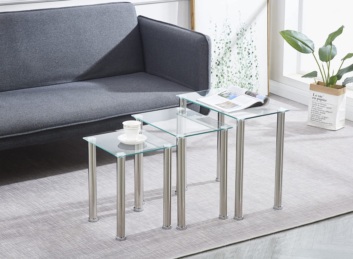 Nesting Table Set of 3, Living Room Nesting Side Table, Sofa Side Nest of 3 Table