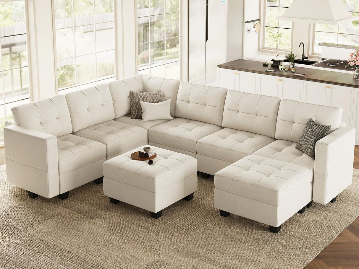 U Shaped Modular Sectional Sofa with Chaise Reversible, Oversized Modular Couch