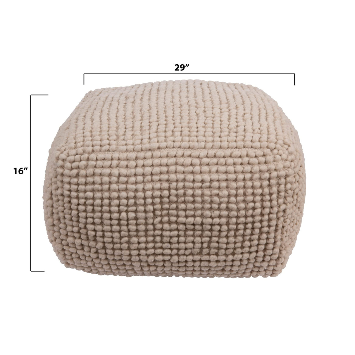 Square Wool Beige Pouf
