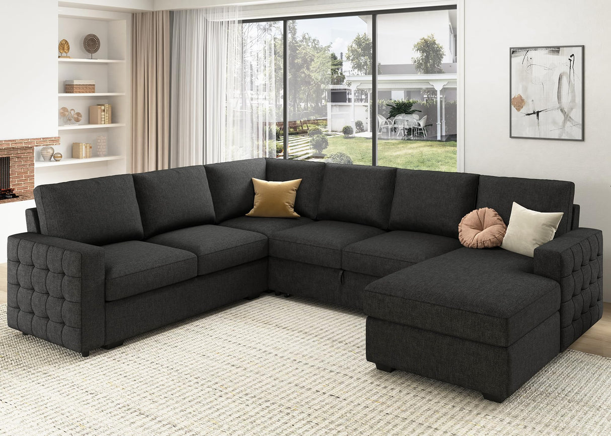 Sectional Sleeper Sofa with Pull Out Bed, Reversible Sectional