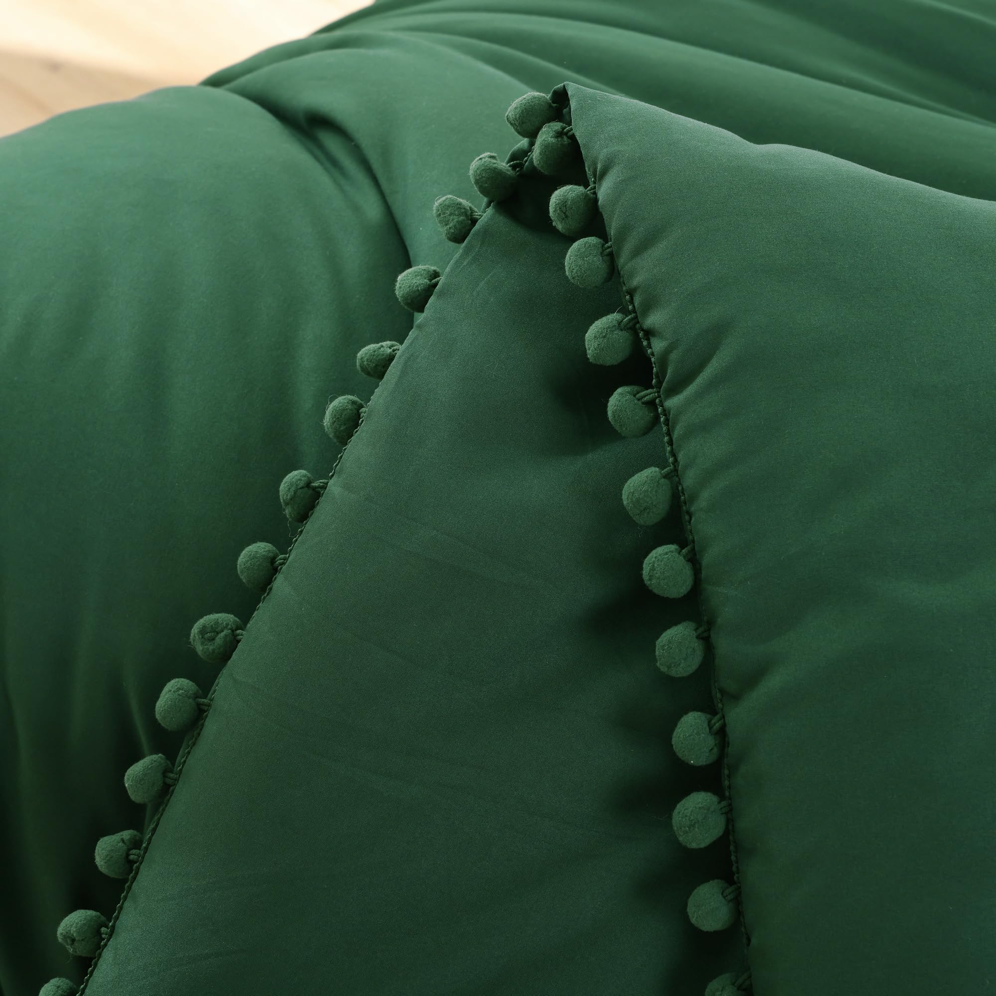 Queen Comforter Set - Comforter Queen Size Sets with Ball Pom Fringe