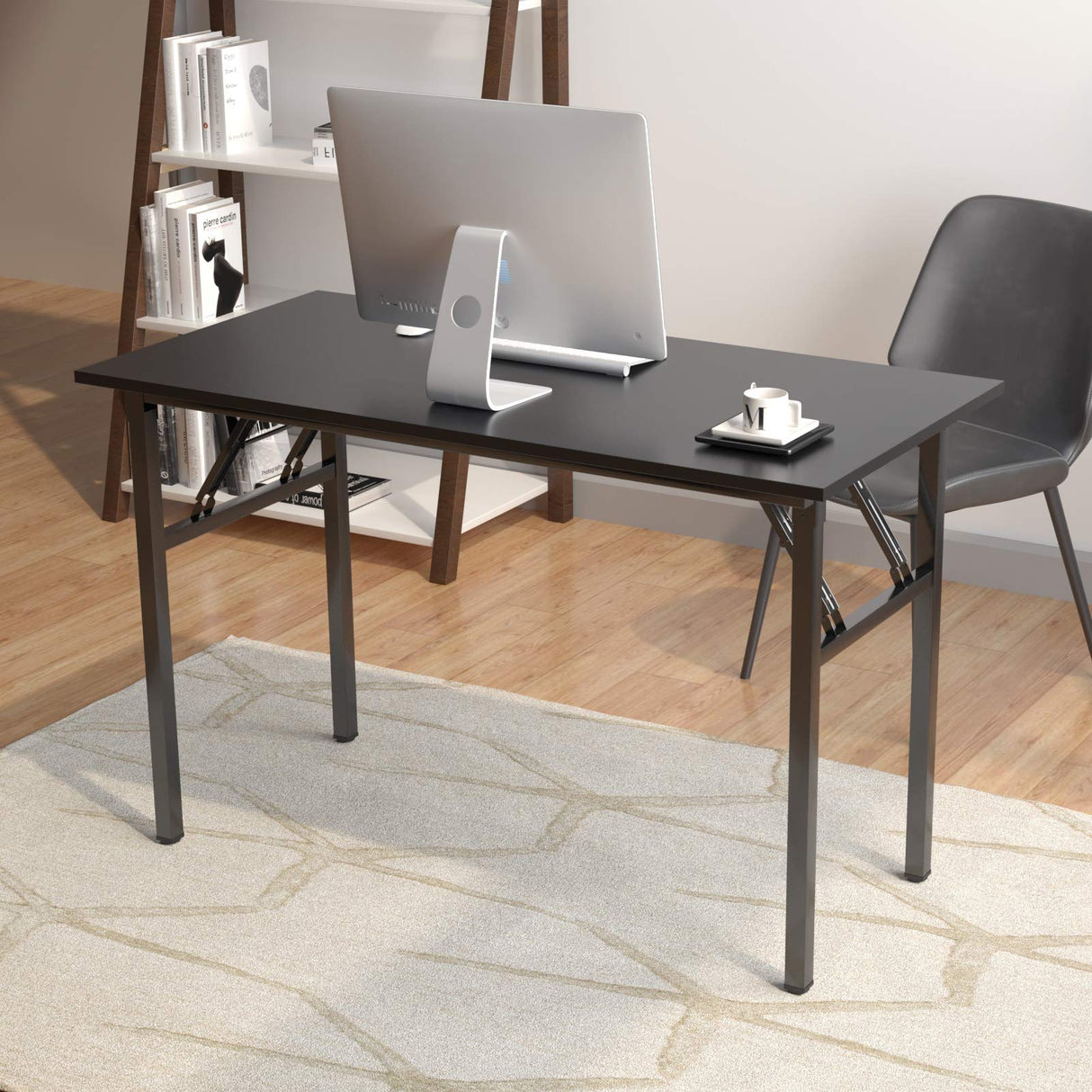 Folding Computer Desk Table 47inch Writing Desk No Need Installation Home Office