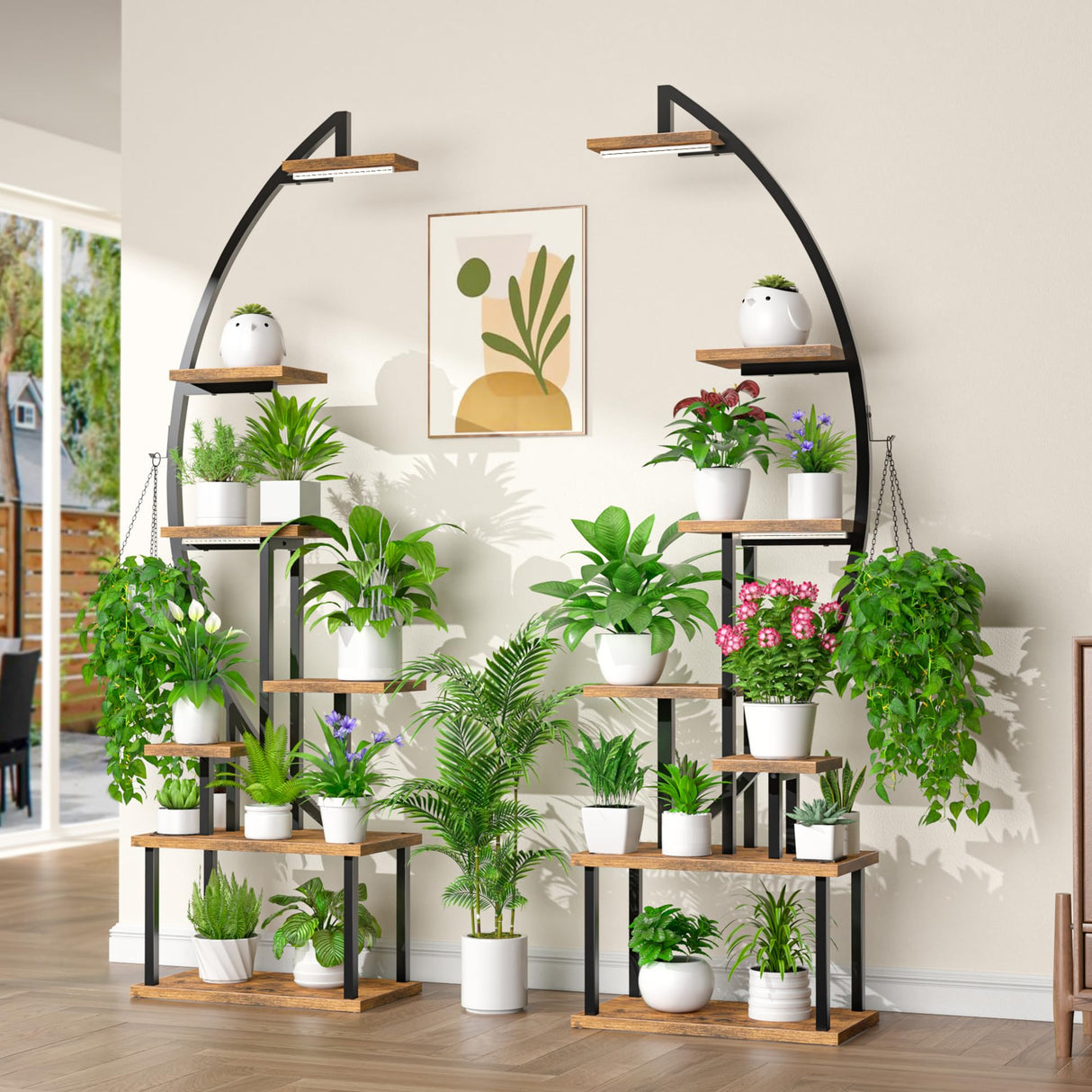 7-Tier Metal Plant Stand with Grow Lights – Indoor Display Shelf