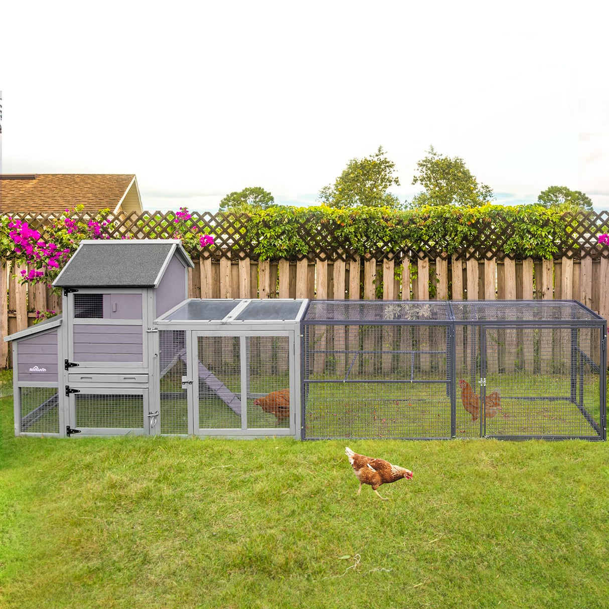 Chicken Coop Wooden Hen House with Large Run