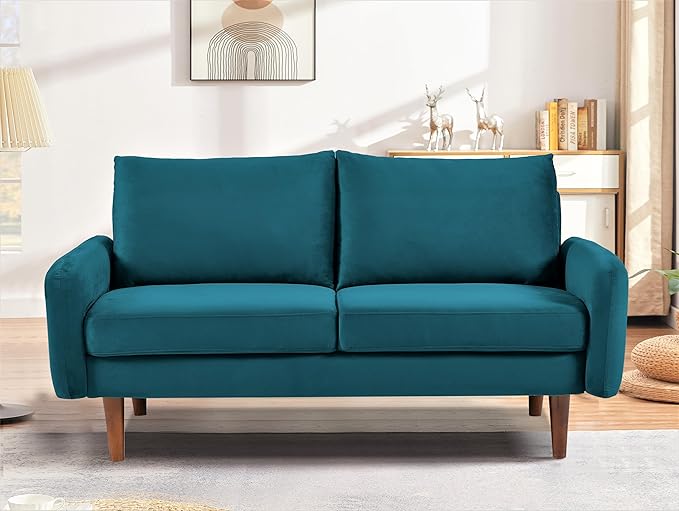 Kent Velvet Loveseat Sofa for Modern Living Rooms and Compact Spaces