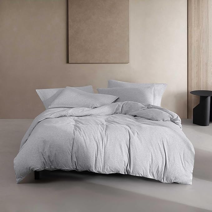 Comforter Set, Luxuriously Soft Home Decor, Modern Cotton Melange Jersey Bedding (Gunmetal Grey Heather, King)