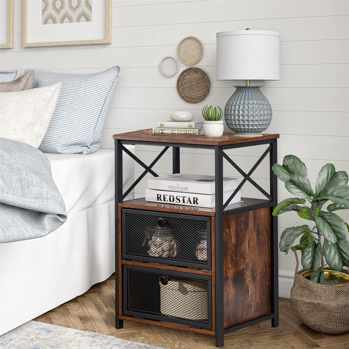 Nightstand Set of 2 with Drawer, Modern Night Stand