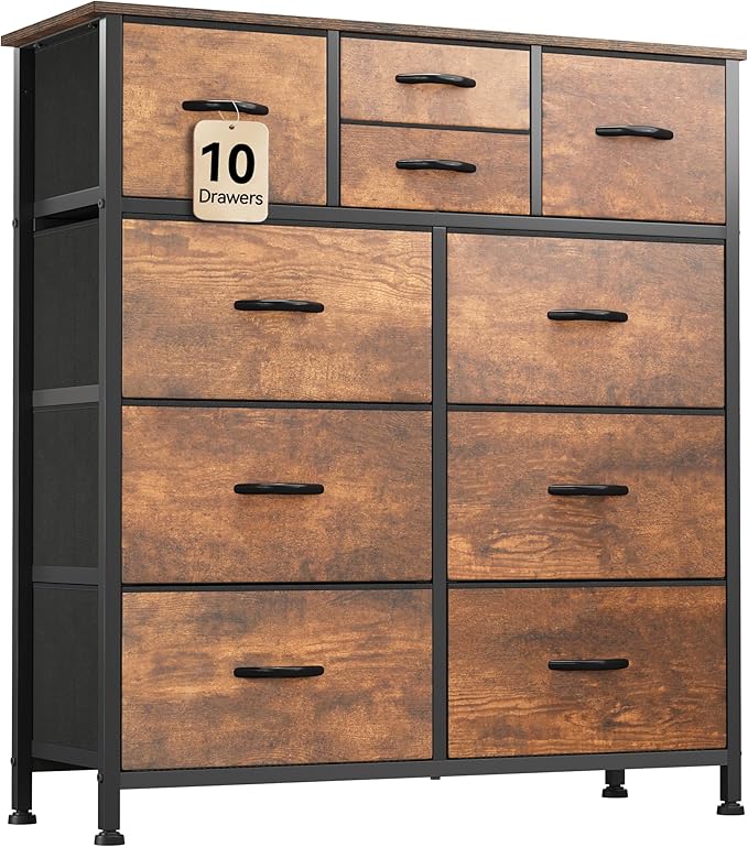 10 Drawer Dresser, Dresser for Bedroom, Fabric Storage Dresser