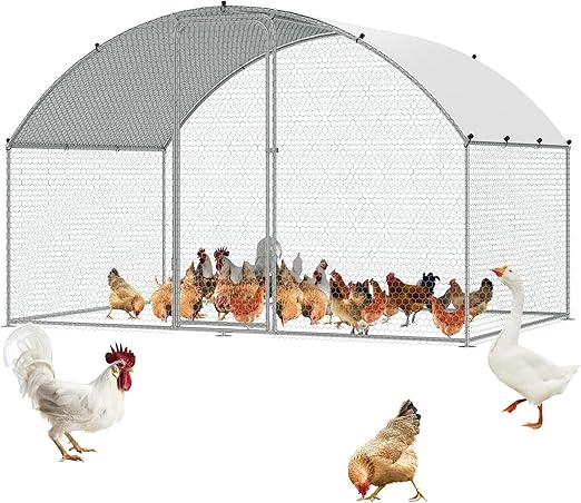 Large Metal Chicken Coop with Run, Walkin Chicken Coop for Yard with Waterproof Cover