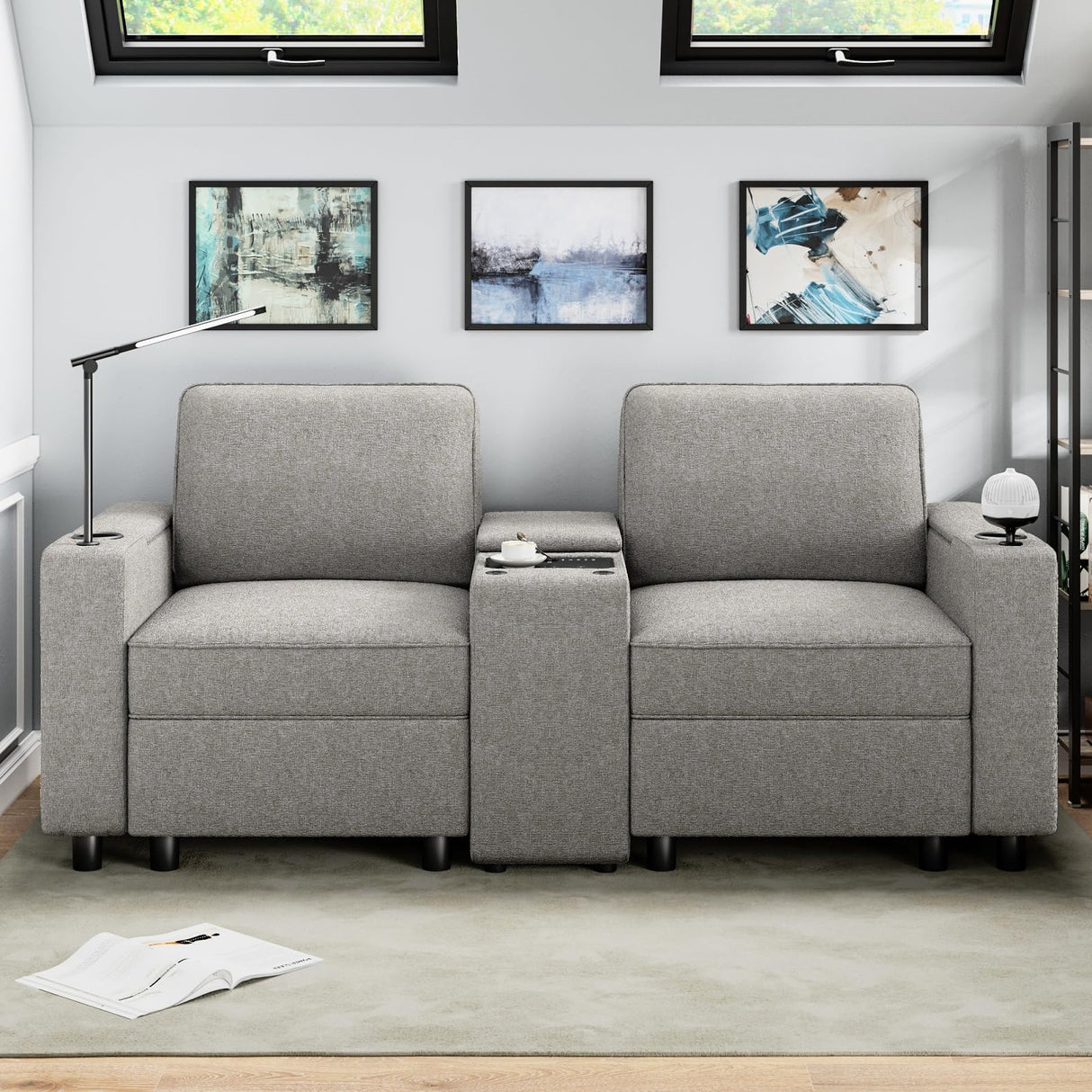 SmartLuxe – Power Reclining Home Theater Sofa with Bluetooth, Storage & Cup Holders