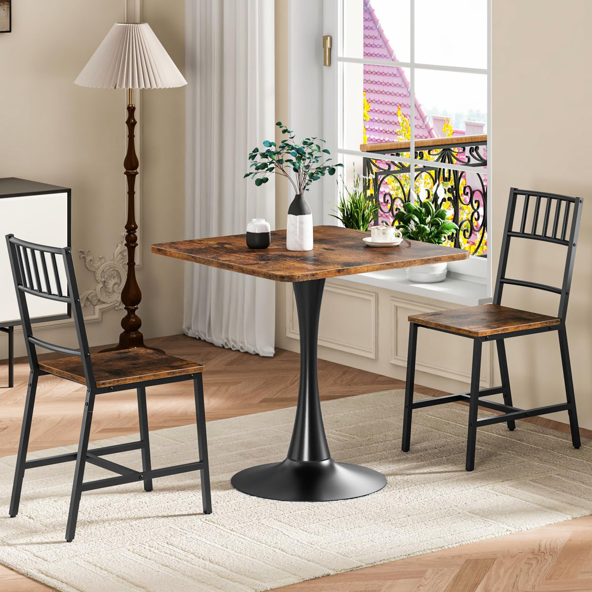 Square Dining Table for 2 - 27.6" Small Space Kitchen Table with Heavy Base