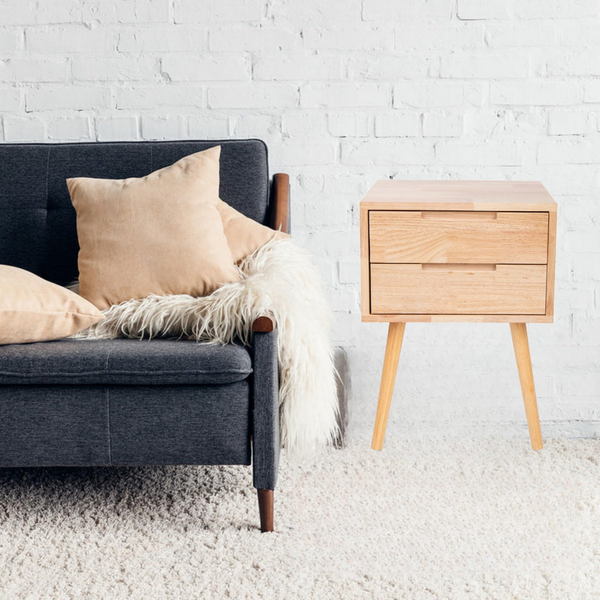 Night Stands with 2 Drawer Bed Side Tables
