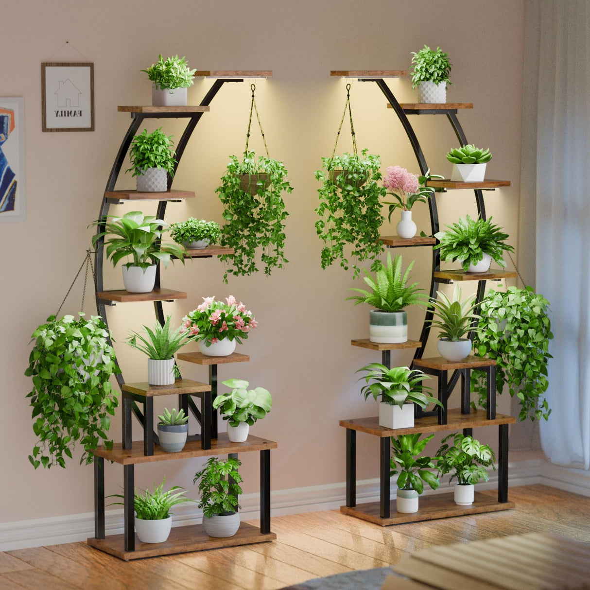9-Tier Metal Plant Stand with Grow Lights – 64” Tall Indoor Rack