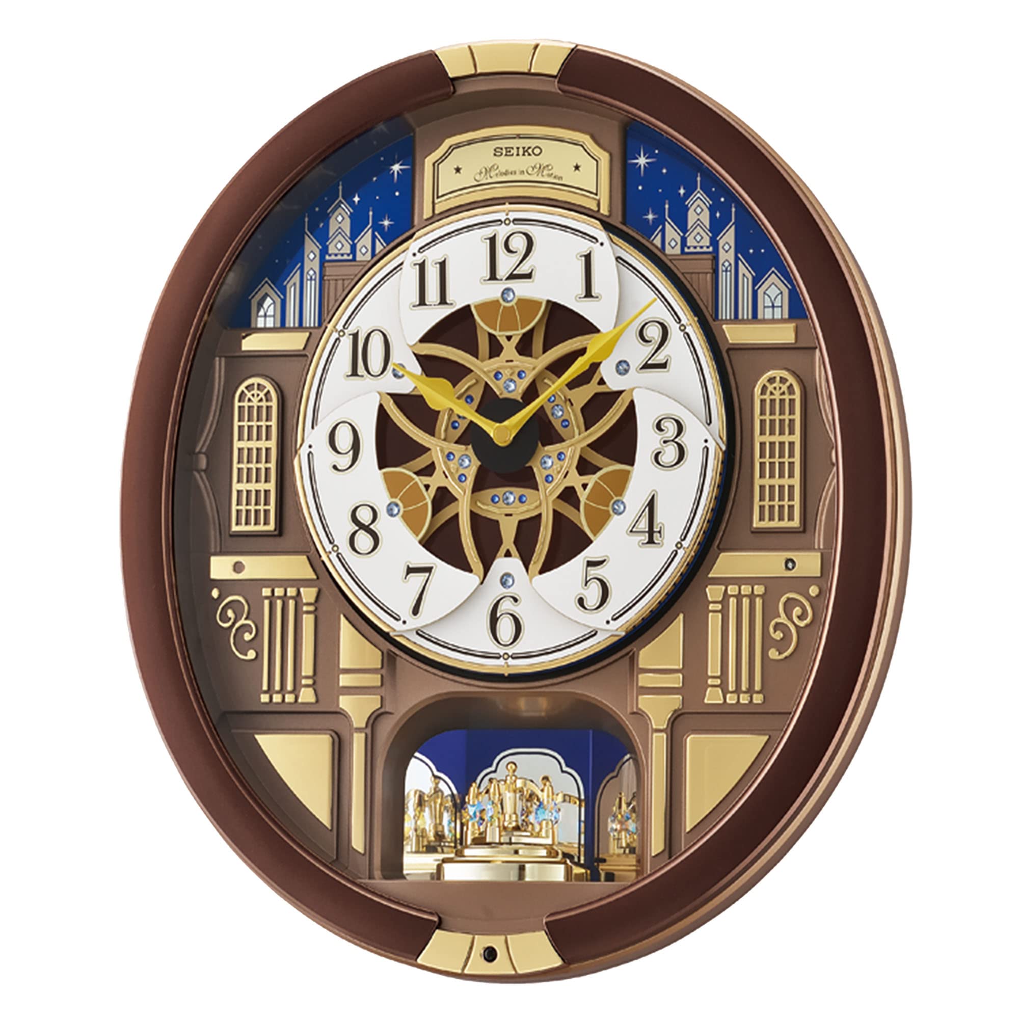 Melodies in Motion Wall Clock, Nighttime City Skyline
