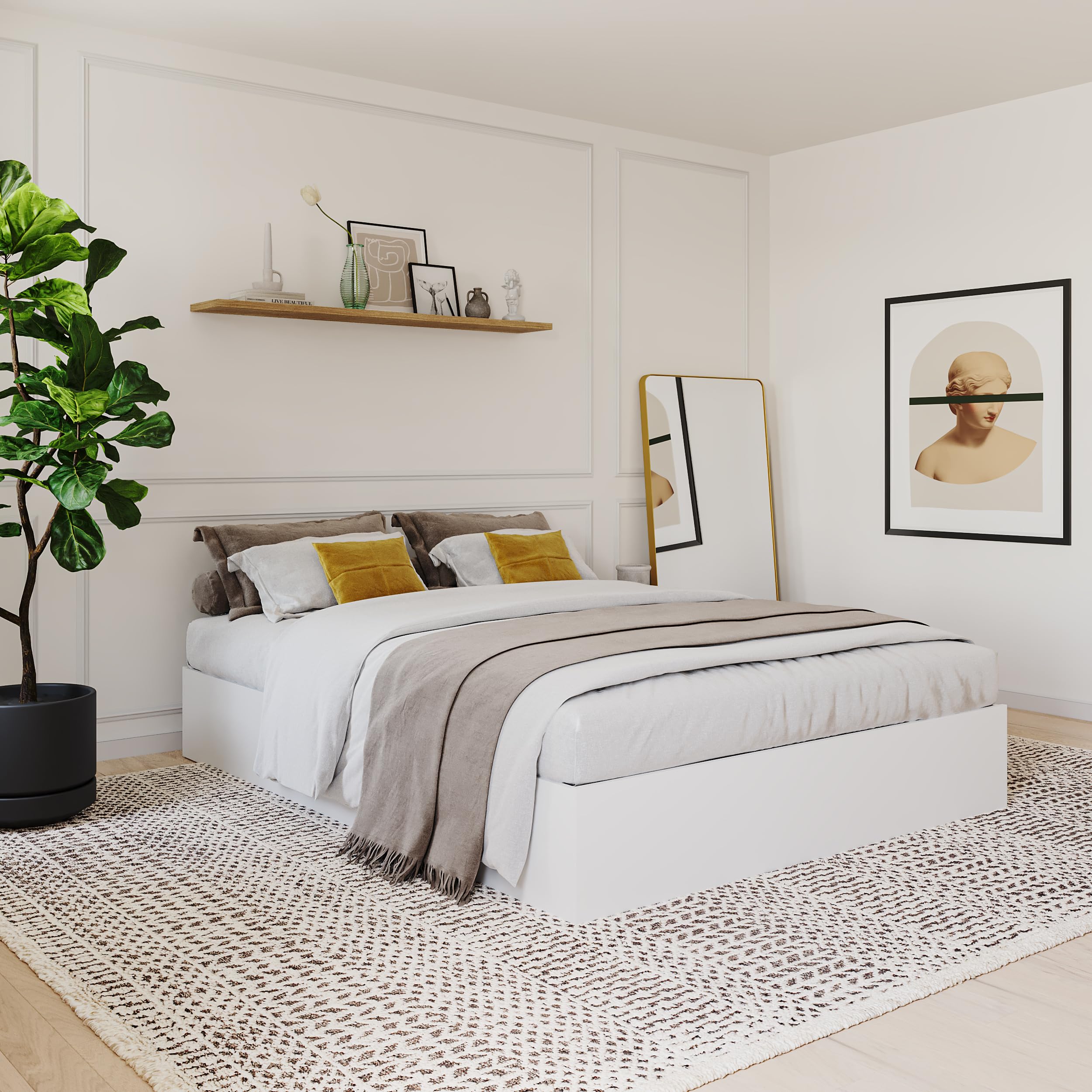 White Full Size 3-Drawer Storage Bed,