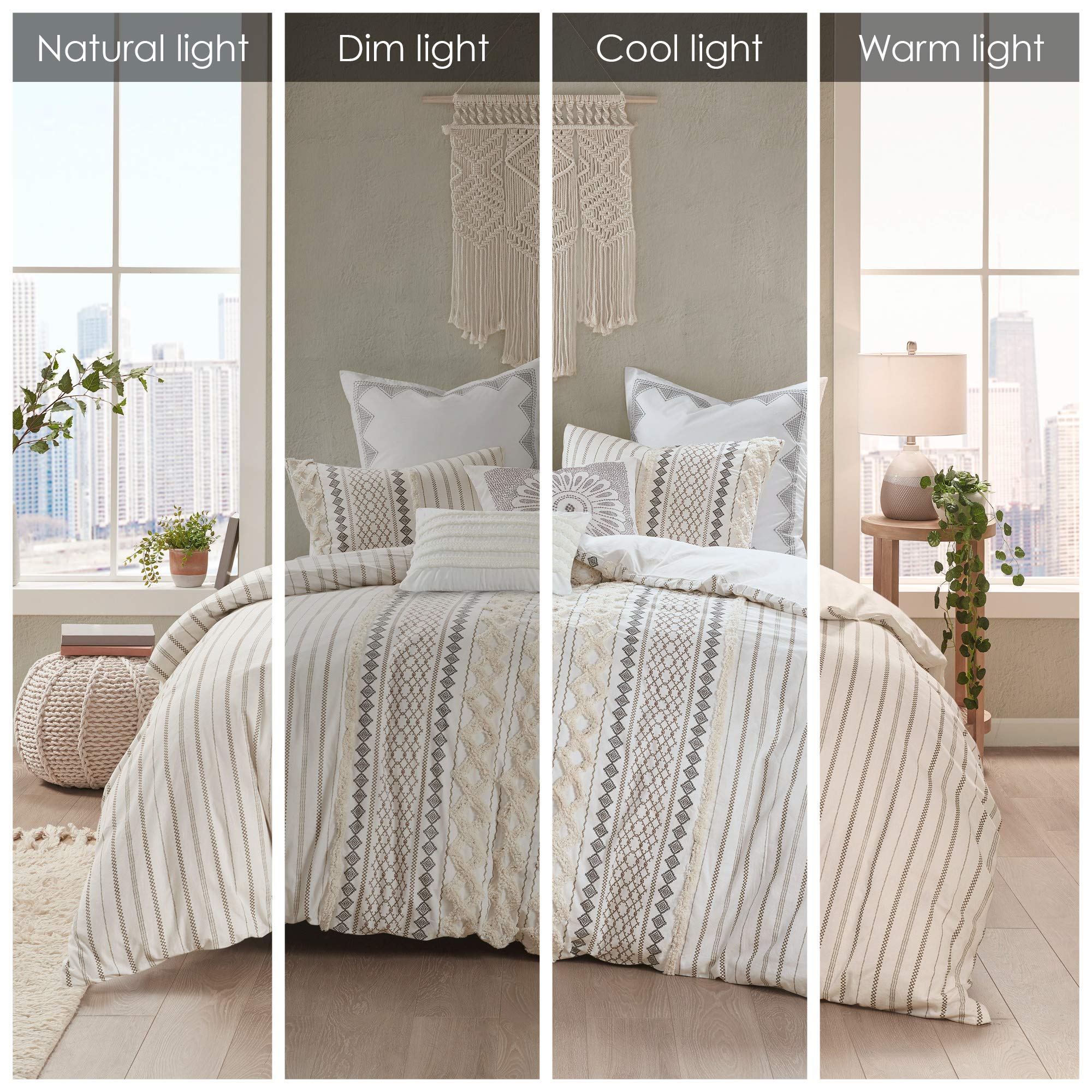 Comforter for King Size Bed, Chenille Tufted, Breathable Cotton Comforter Set King