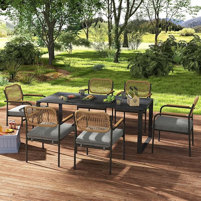 Dining Chairs, Patio Dining Chair Set of 6 with Backrest