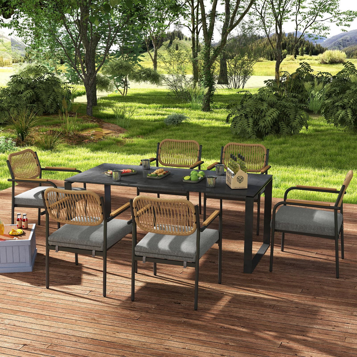 Dining Chairs, Patio Dining Chair Set of 6 with Backrest