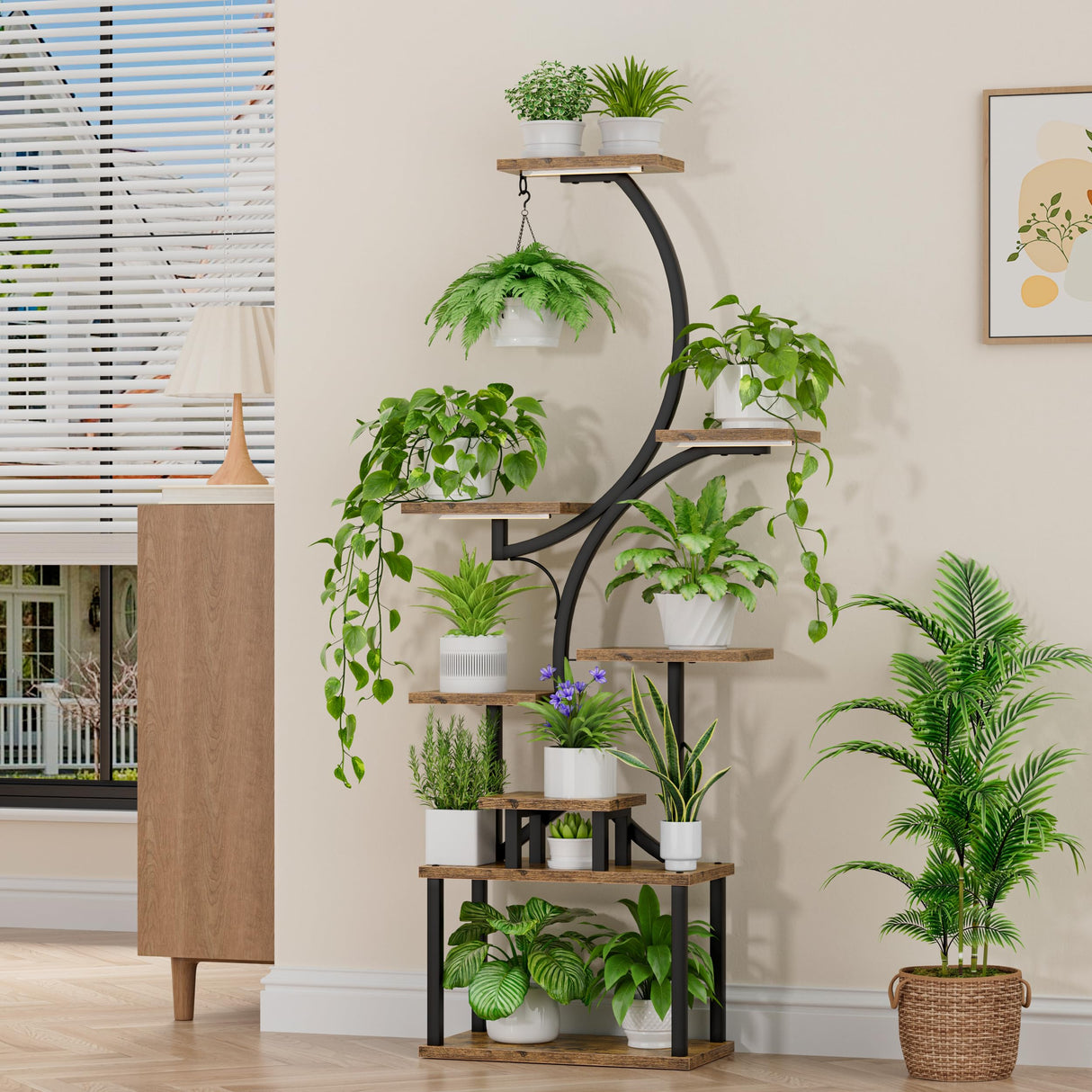 LumiGrow 8-Tier Indoor Plant Stand with LED Grow Lights