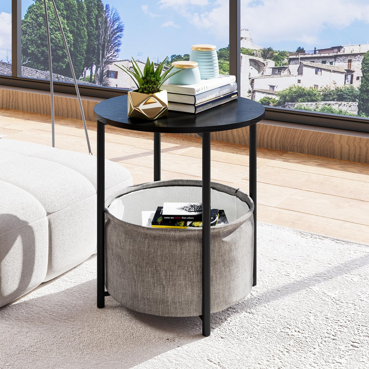 Coffee Table with Storage, Round Center Table for Living Room, Bedroom