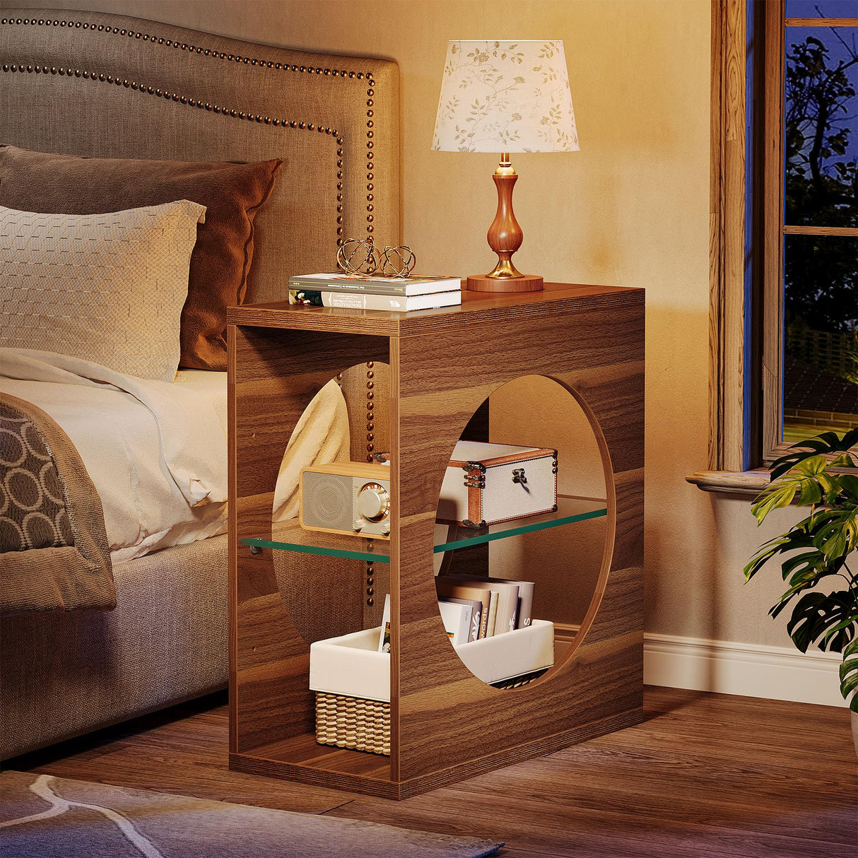 Narrow End Table for Living Room, Modern 3-Tier Side Table