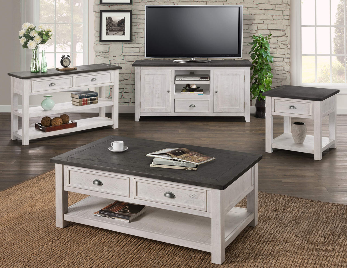Monterey TV Stand, White with Grey Top