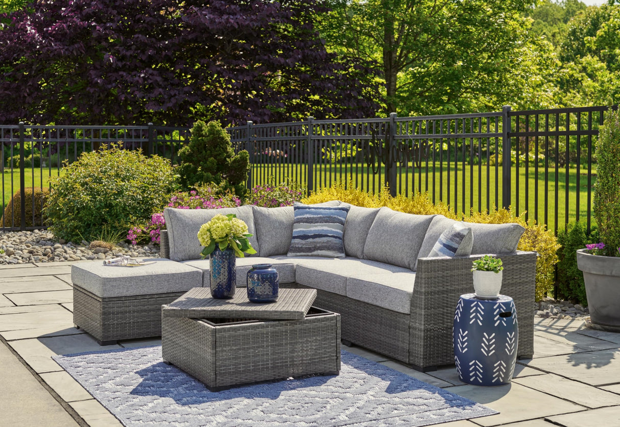 Petal Road Casual Weather Resistant Cushioned Outdoor Loveseat Sectional/Ottoman/Table Set
