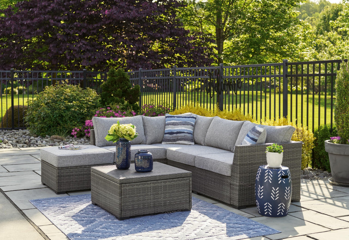 Petal Road Casual Weather Resistant Cushioned Outdoor Loveseat Sectional/Ottoman/Table Set