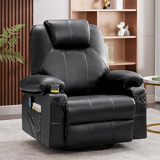 Weture Swivel Rocker Recliner Chair with Heat and Massage, 360° Swivel Rocking Recliner