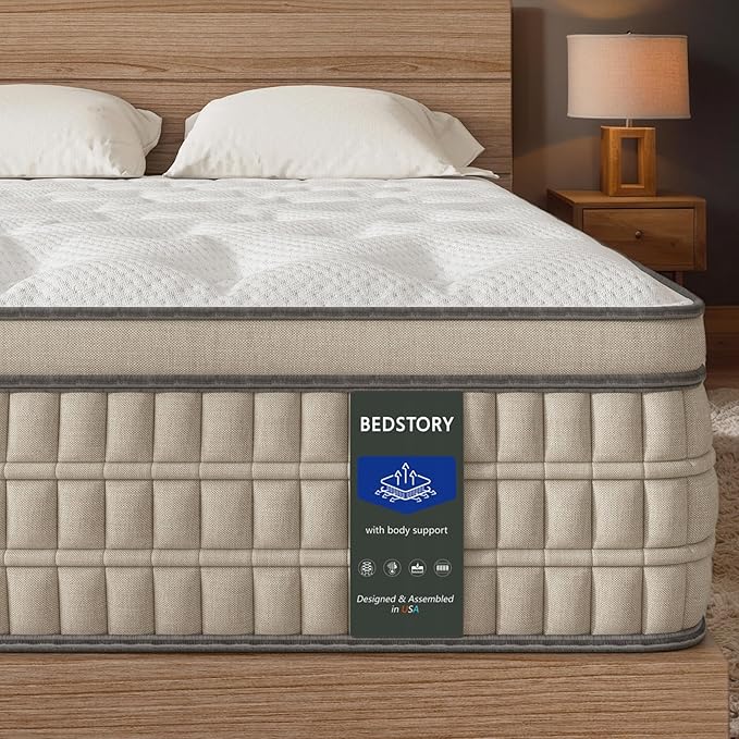 Plush Queen Mattress 12 Inch - Hybrid Mattress Back Pain Relief - Posture Support Adaptive Comfort