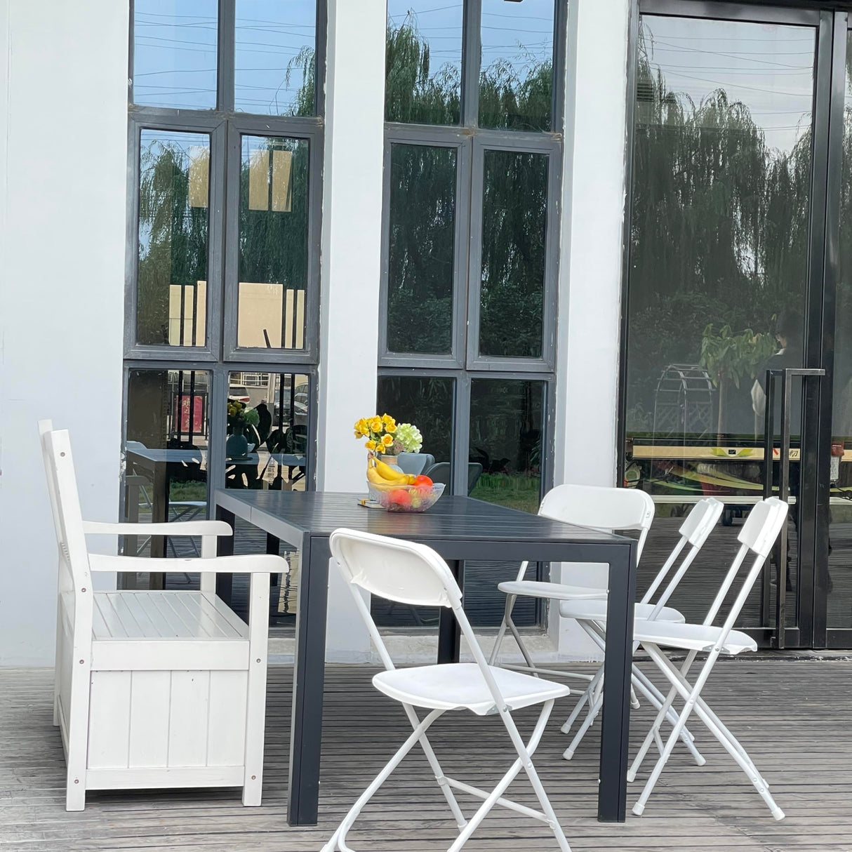 Outdoor Dining Table for 6-8 Person, 71" Rectangular Patio Dining Table