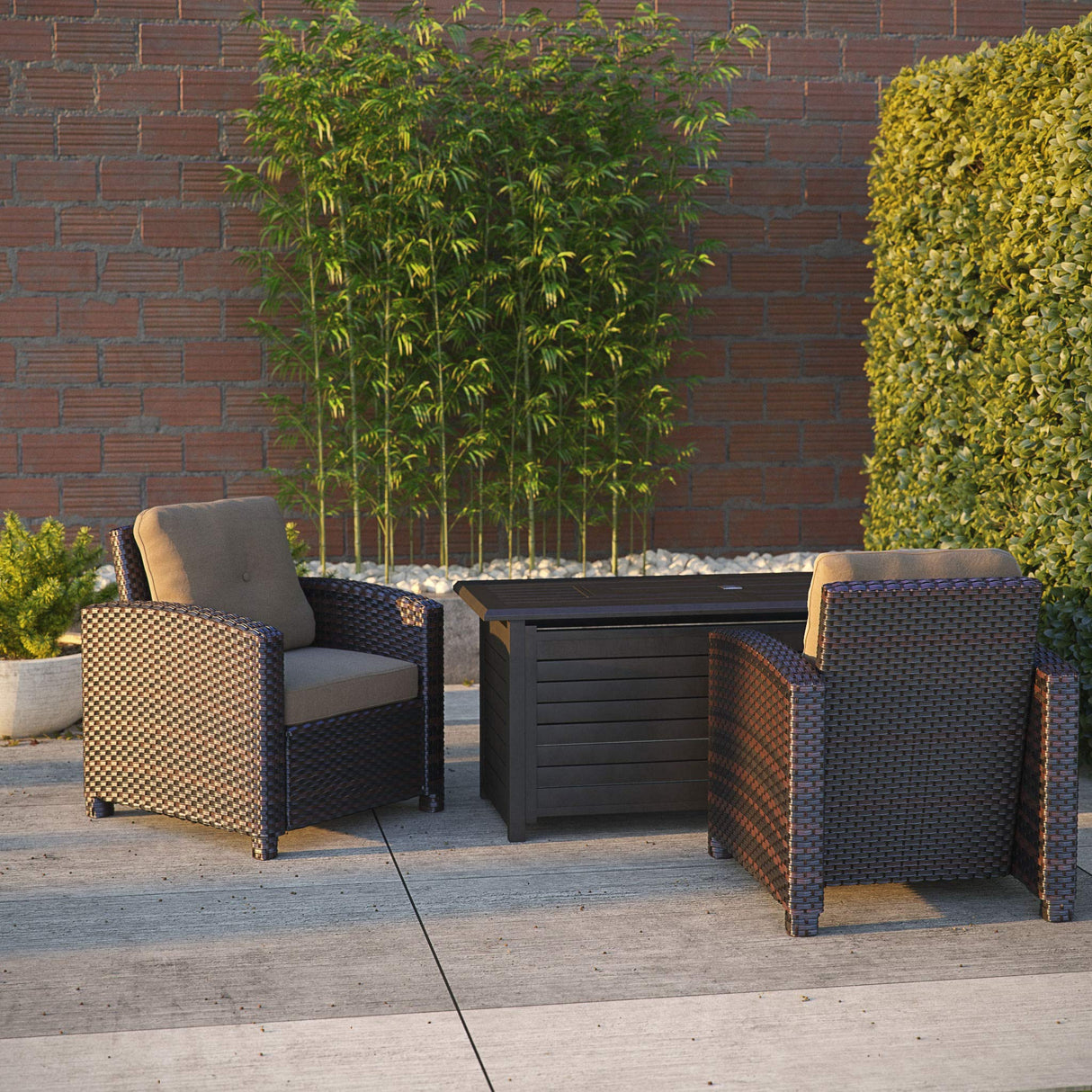 63361 Miles Club Chair Outdoor Club Chair Patio Armchair with Khaki Cushions All Weather Durability & Fade Resistant Outdoor Lawn Pool Side Garden Porch Deck Backyard - Mocha Wicker