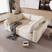 Upholstered Modular Sofa with USB Charge Ports