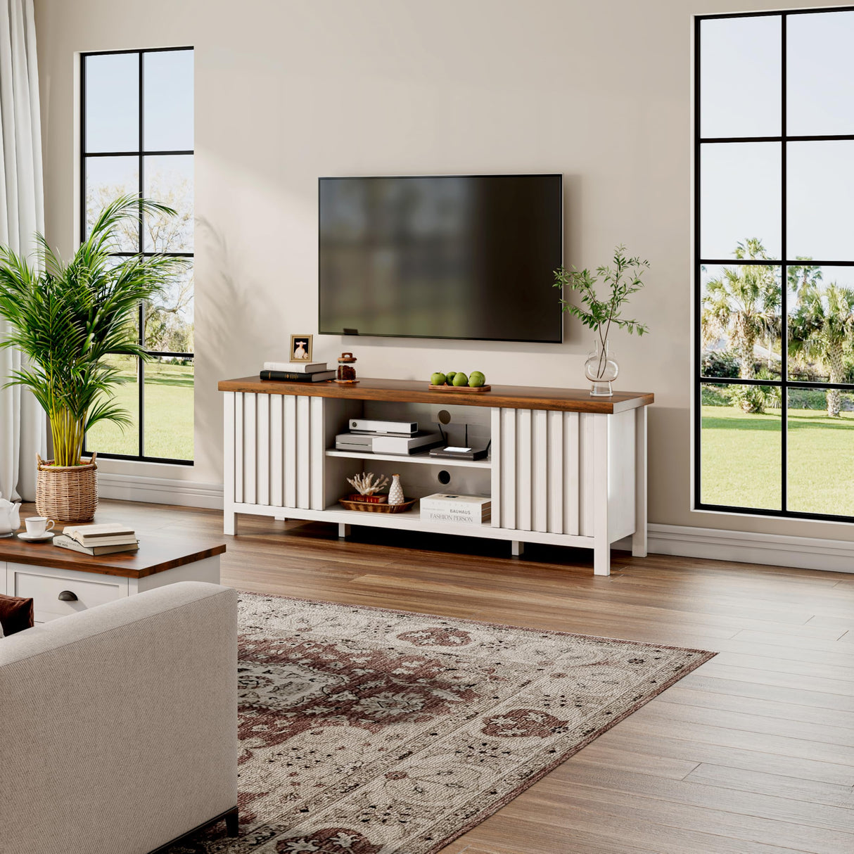 TV Stand for 55/60/65 inch TV, Modern Entertainment Center with Storage