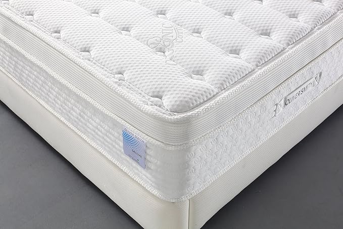 Oliver Smith - Organic Cotton - 16 Inch - Deluxe Sleep - Plush Euro Pillow Top - Cool Memory Foam & Pocket Spring Mattress