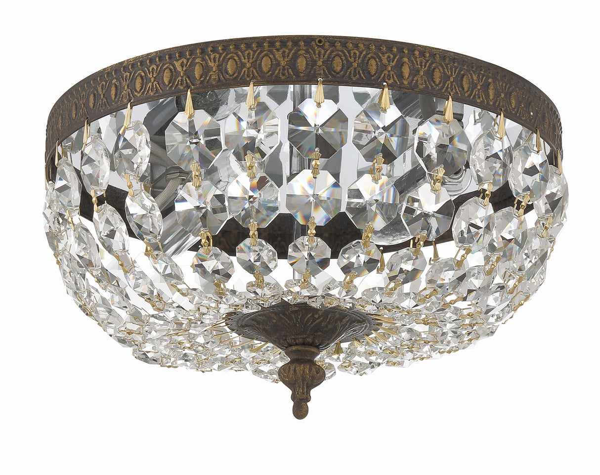 Clear Italian Crystal English Bronze Flush Mount