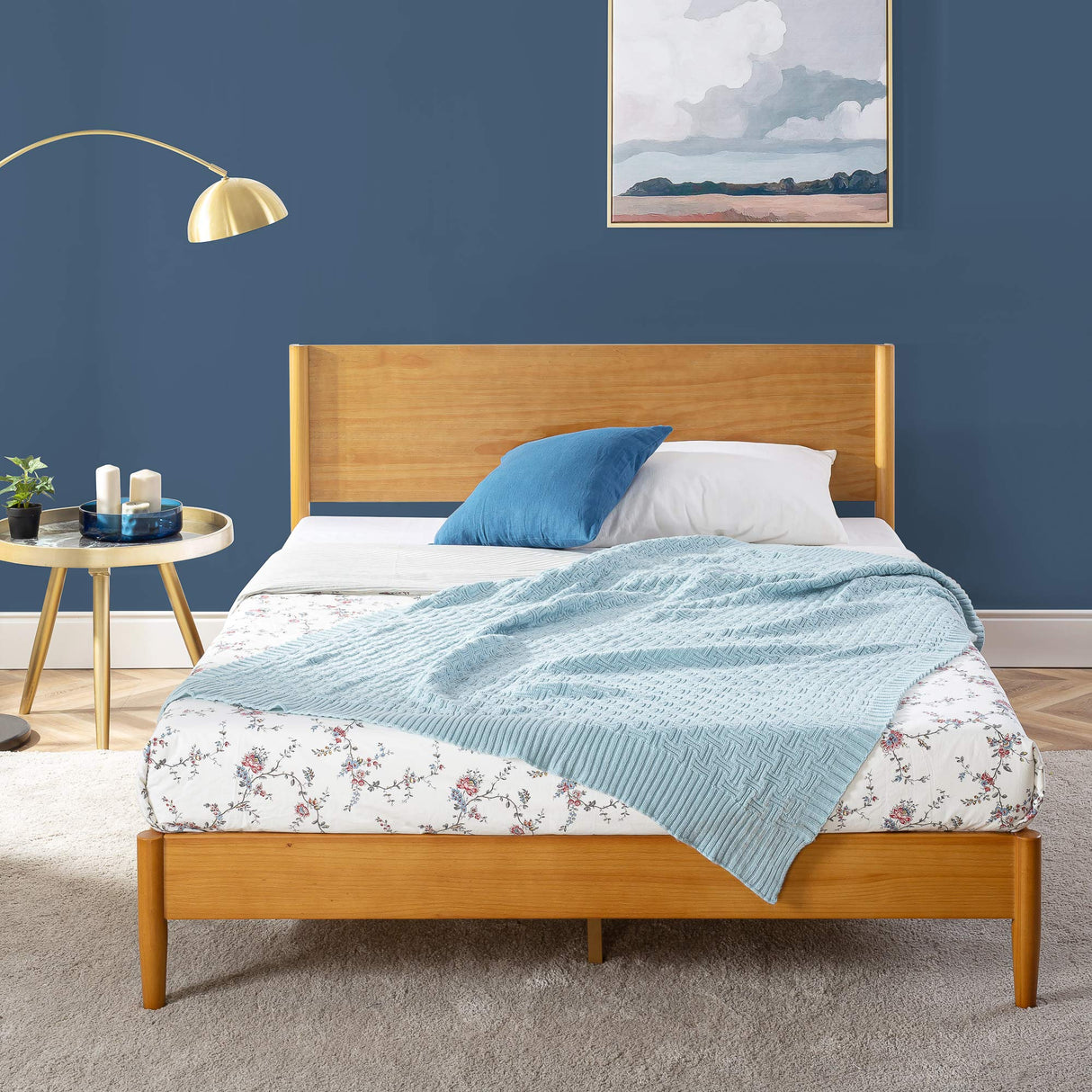 Allen Mid Century Wood Platform Bed Frame - Queen