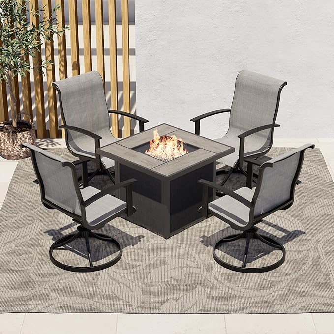 5-Piece Outdoor Furniture Conversation Sets with 32 Inch CSA Approved 40000 BTU Heat