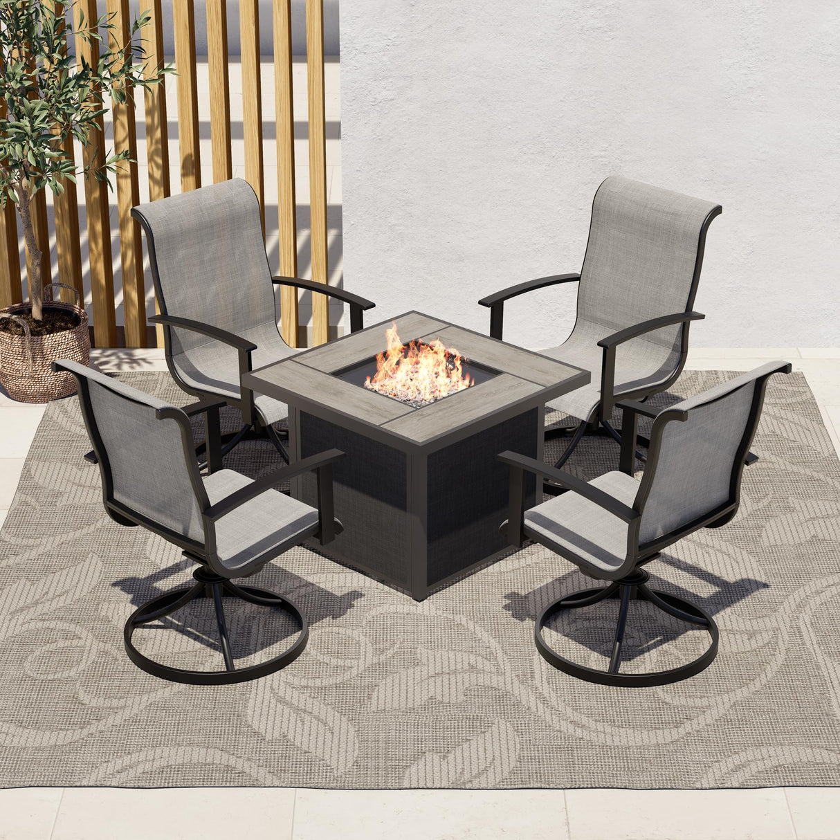 5-Piece Outdoor Furniture Conversation Sets with 32 Inch CSA Approved 40000 BTU Heat