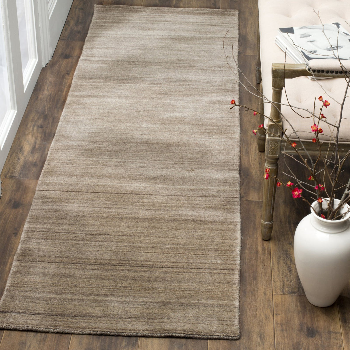 Himalaya Collection 6' Square Taupe HIM820B Handmade Premium Wool Area Rug