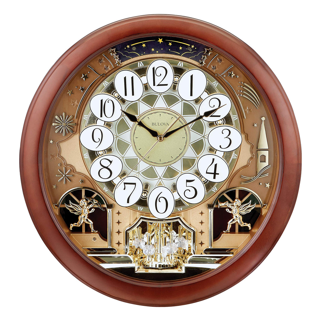 Dancing Tune Strike & Chime Wall Clock, Brown Cherry