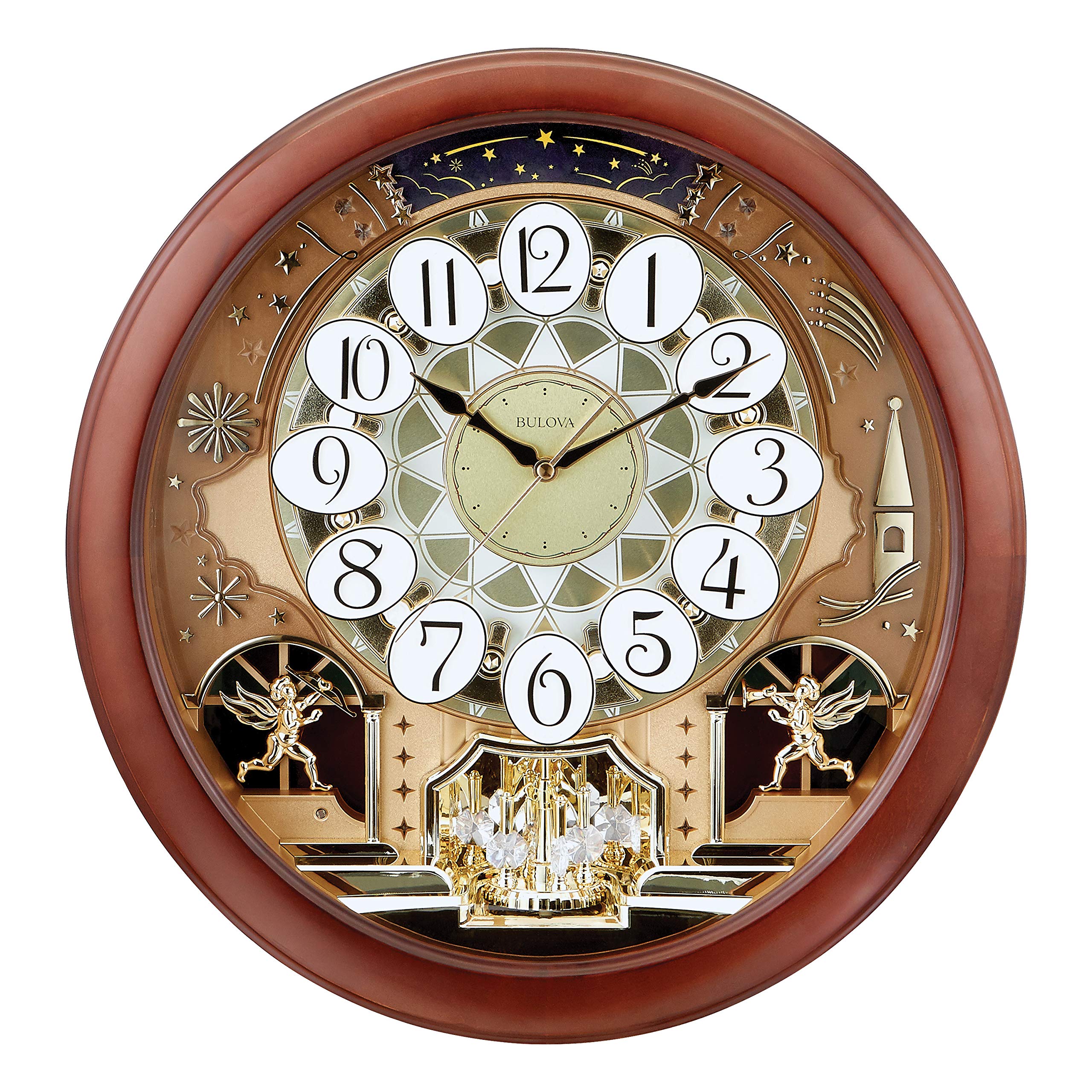 Dancing Tune Strike & Chime Wall Clock, Brown Cherry
