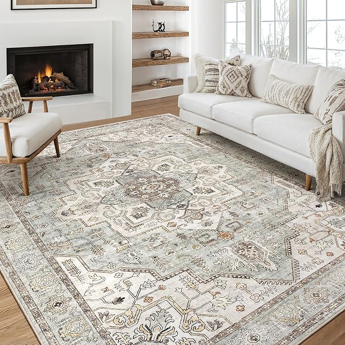 Oushak Home Traditional Charcoal 5'5" x 7'3" Area -Rug, Easy -Cleaning, Non Sheddin