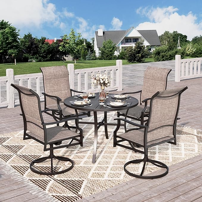 Outdoor Patio Dining Set of 9, 9 Piece Outdoor Table and Chairs Set of 1 Large Square Patio Table