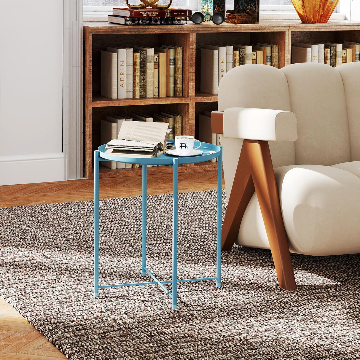 Tray Metal End Table, Sofa Table Small Round Side Tables