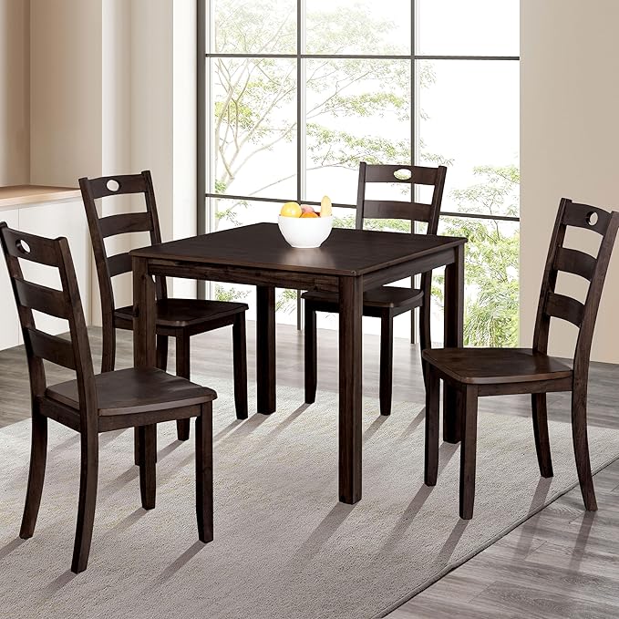 America Bravo Wood 5-Piece Counter Height Dining Room Set, Square Table
