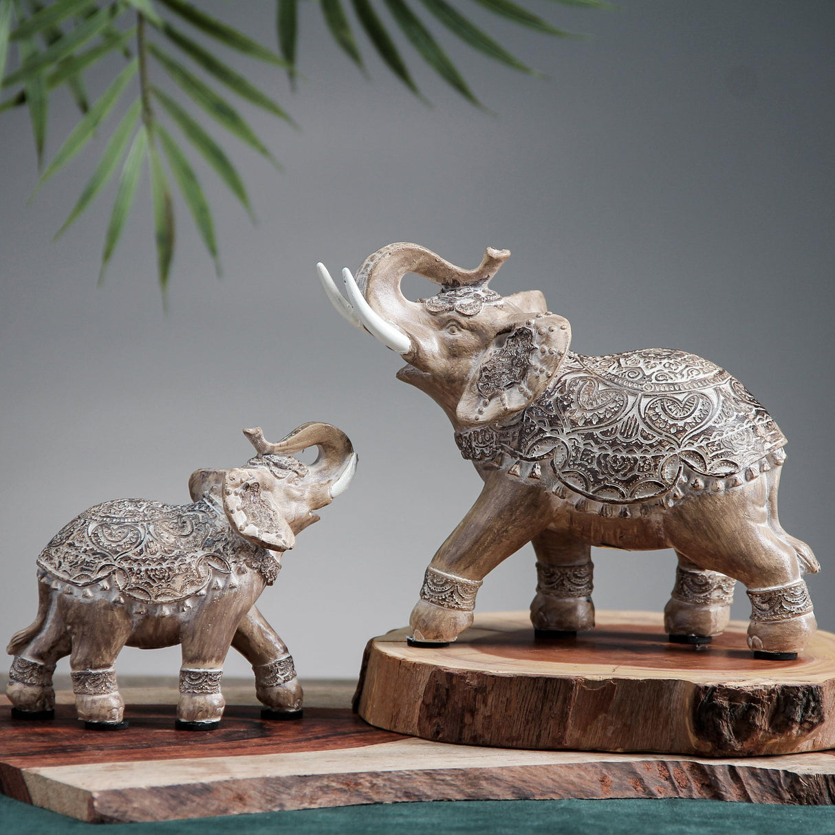 Elephant Statues Home Decor Accents - Elephant Figurines with Trunk Up Elephant