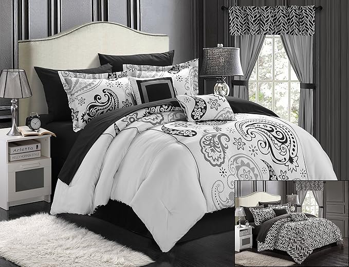 20-Piece Comforter Reversible Paisley Print Complete Bed in a Bag with Sheet Set,
